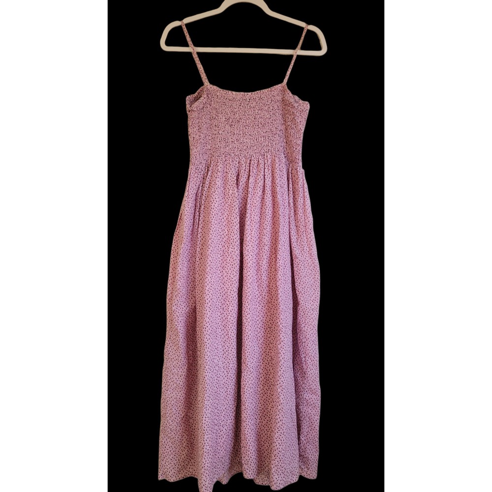New & OTHER STORIES 100% Cotton Pink Floral Sleeveless Smocked Midi Dress Size 8 - Picture 5 of 14